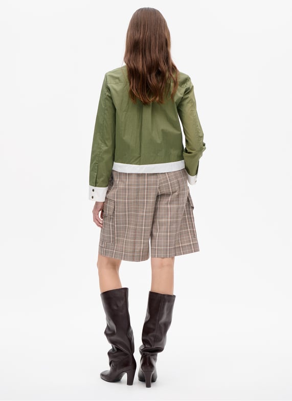 Oversize organic cotton-blend shirt with classic collar | Green BAUM UND PFERDGARTEN Women